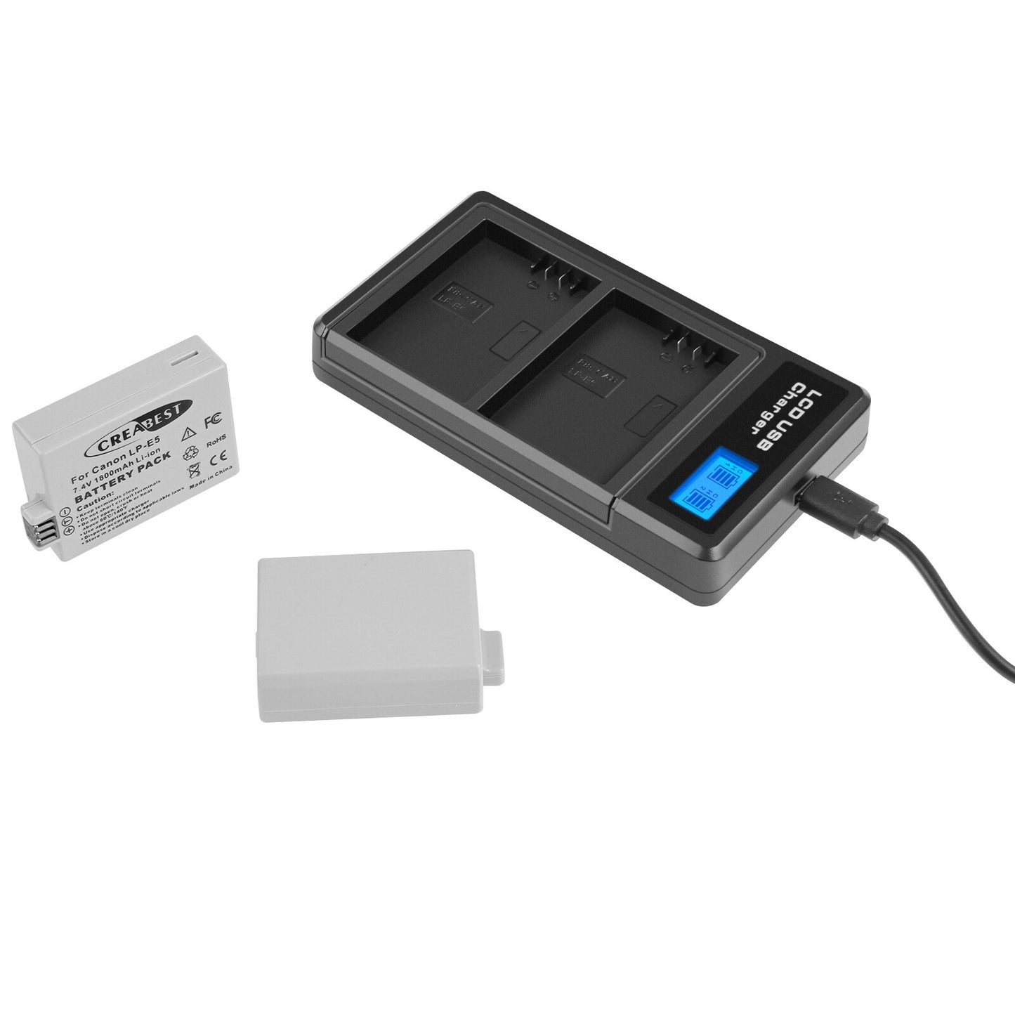 2× LP-E5 Battery 1800mAh For Canon EOS 450D 500D 1000D Rebel T1i Xs Kiss X3 X2