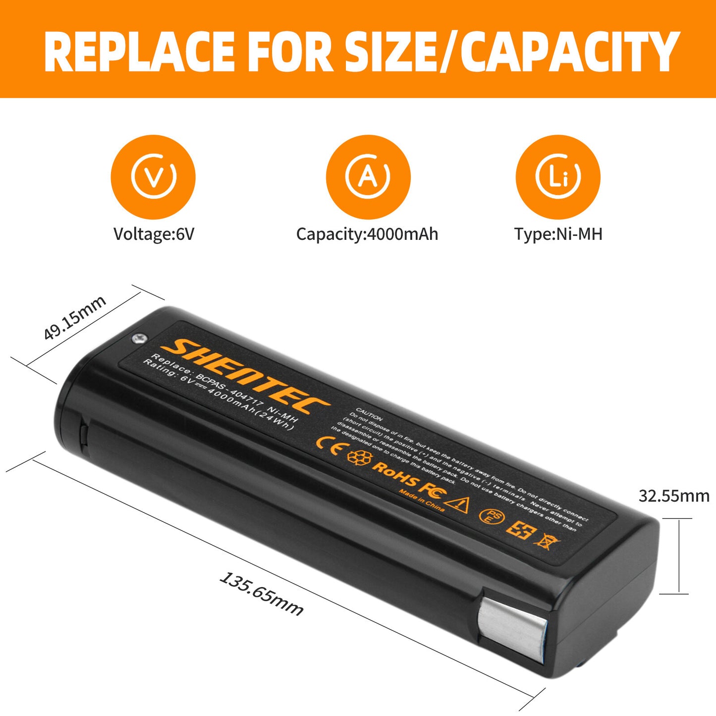 SHENTEC 4AH 6V Ni-MH Battery For Paslode 404717 900400 902200 IM50 IM65 IM250
