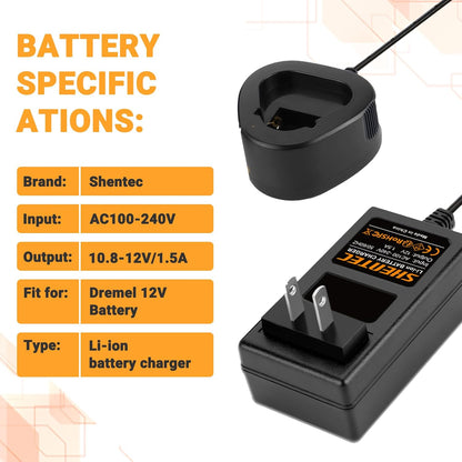 SHENTEC 12V Li-ion Battery Charger Compatible with Dremel
