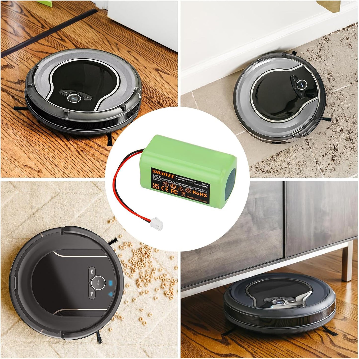 SHENTEC 3500mAh Battery RVBAT850 Replacement for Shark Ion Robot Vacuum Cleaners