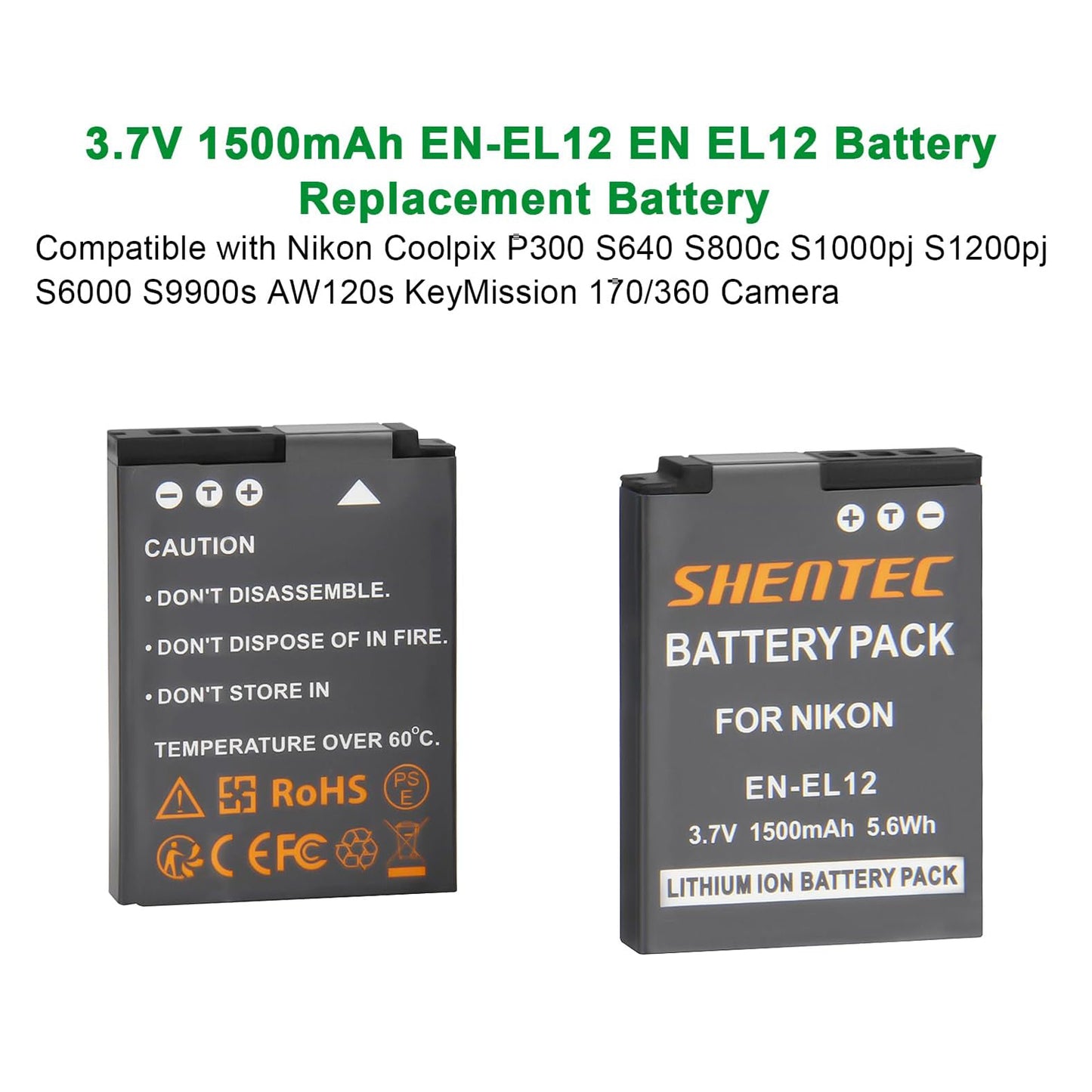 SHENTEC Li-ion EN-EL12 EL12 Battery Charger for Nikon Coolpix