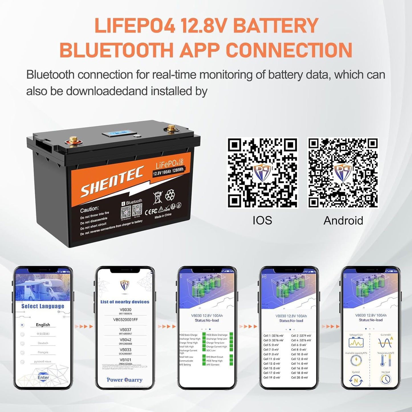 SHENTEC LiFePO4 12V 100Ah Rechargeable Lithium Battery