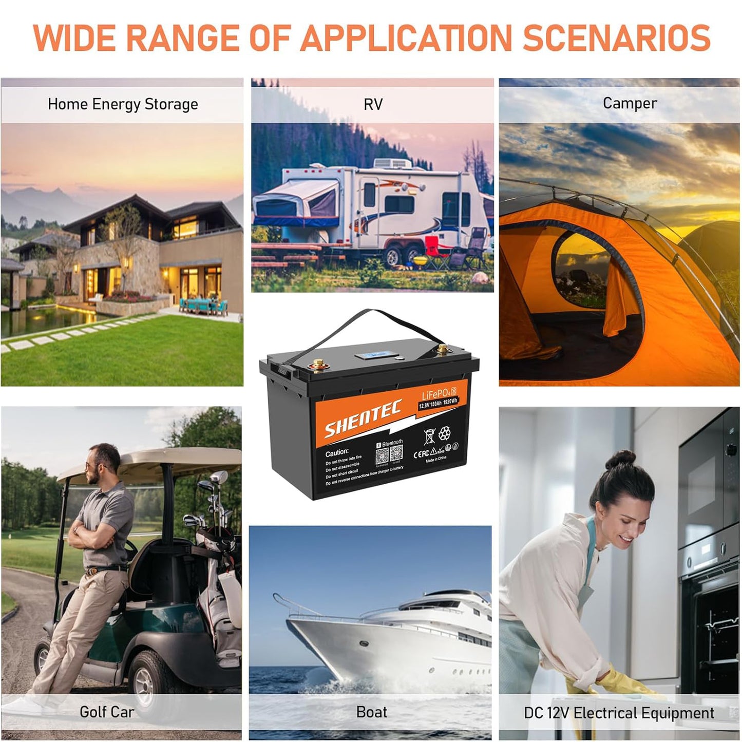 SHENTEC LiFePO4 150Ah Bluetooth Lithium Battery Built-in 150A BMS