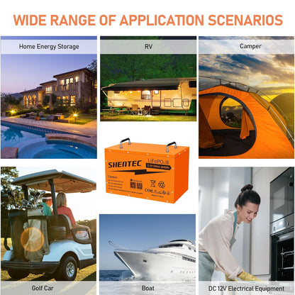 SHENTEC 12 V 300 Ah Self-Heating LiFePO4 Lithium Battery with 200 A BMS