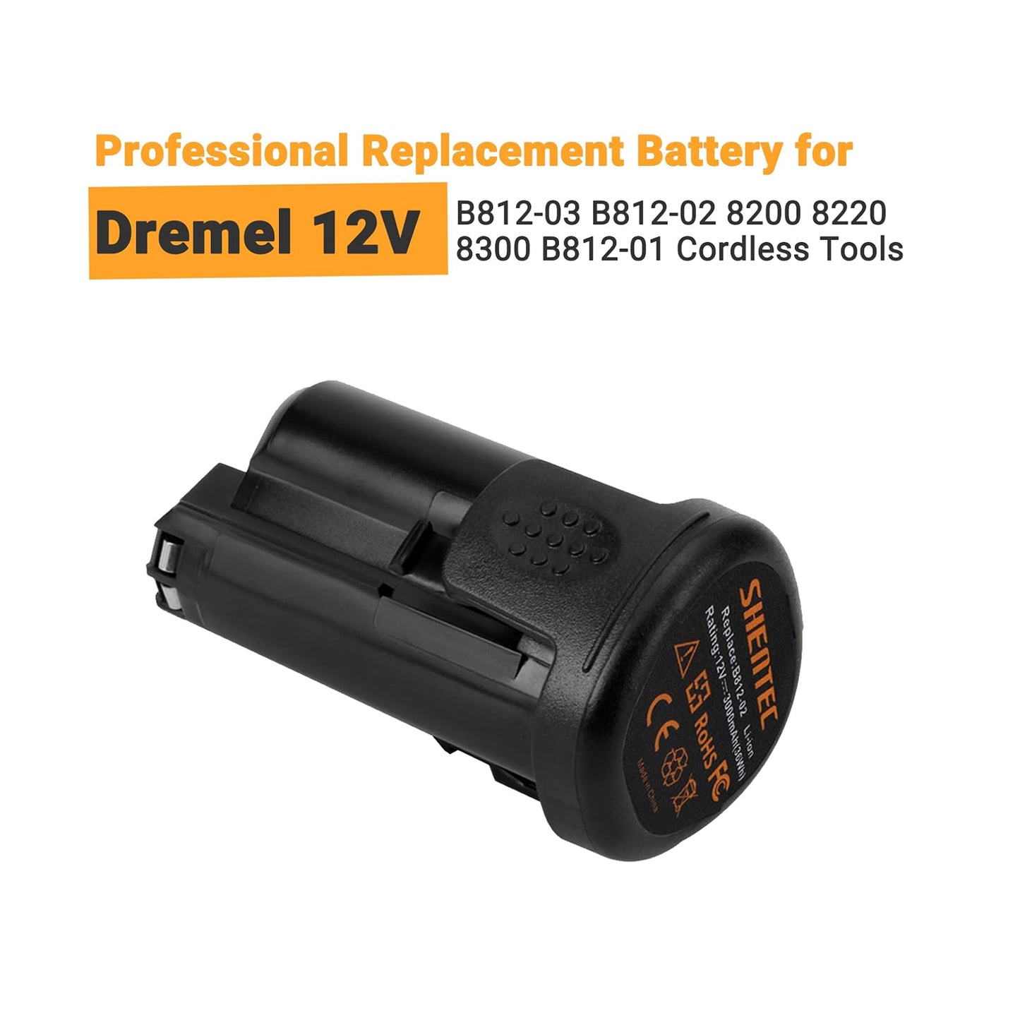 SHENTEC 3000ｍAh 12V Lithium-Ion Battery Compatible with Dremel (12V Charger Include)