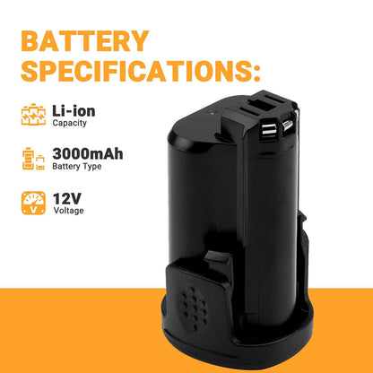 SHENTEC 3000ｍAh 12V Lithium-Ion Battery Compatible with Dremel (12V Charger Include)