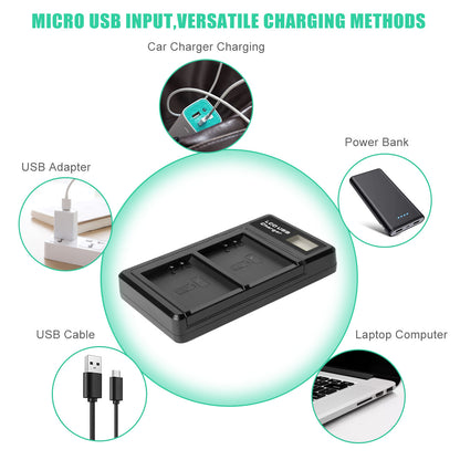 2x LP-E10 Battery &Charger For Canon Rebel T3 T5 Kiss X50 EOS 1200D 1300D 2000D