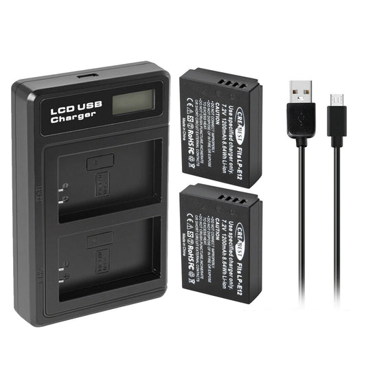 2x LP-E12 Battery +Charger For Canon EOS M M10 M50 PowerShot SX70