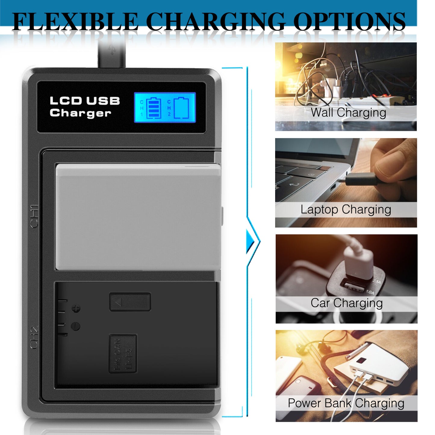 2× LP-E5 Battery 1800mAh For Canon EOS 450D 500D 1000D Rebel T1i Xs Kiss X3 X2