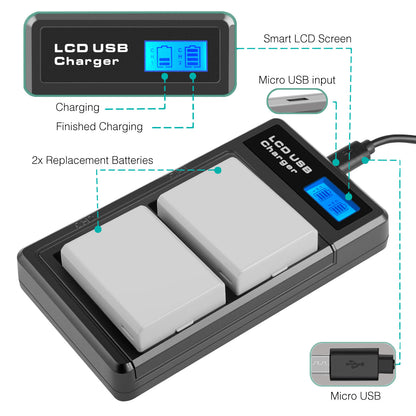 2× LP-E5 Battery 1800mAh For Canon EOS 450D 500D 1000D Rebel T1i Xs Kiss X3 X2
