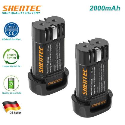 SHENTEC 2 Pack 2000mAh 8-Volt Replacement Battery Compatible with DEWALT