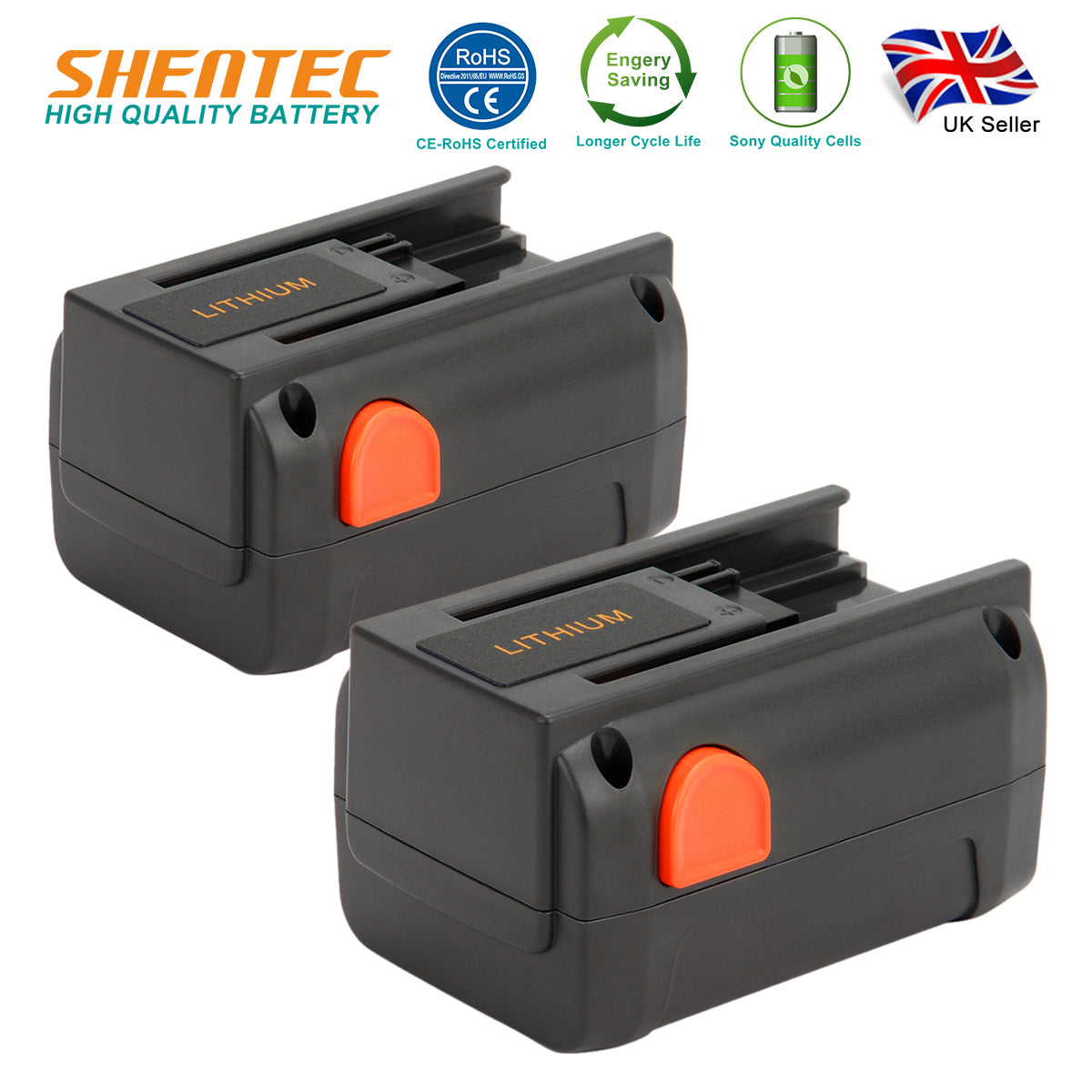 SHENTEC 2X 3000mAh 18V Li-ion Battery For Gardena ERGOCUT 48 LI 8878 8839 8835-20 8835-U