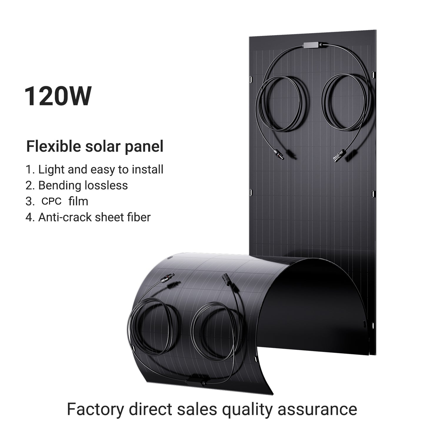 240W Flexible Solar Panel Kit, 2 x 120 W Flexible Solar Cell Module, IP67 for Balcony Motorhome, Car, Shed, Roof, Boat ,Off Grid