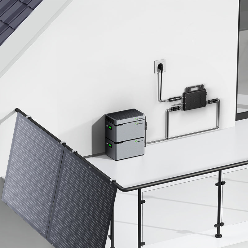 Balcony Power Station 800W Flexible Solar Kit With 4 x 200 W Solar Panel & Inverter 800W,1600W Smart Hub &2 X 1024WH Power Box