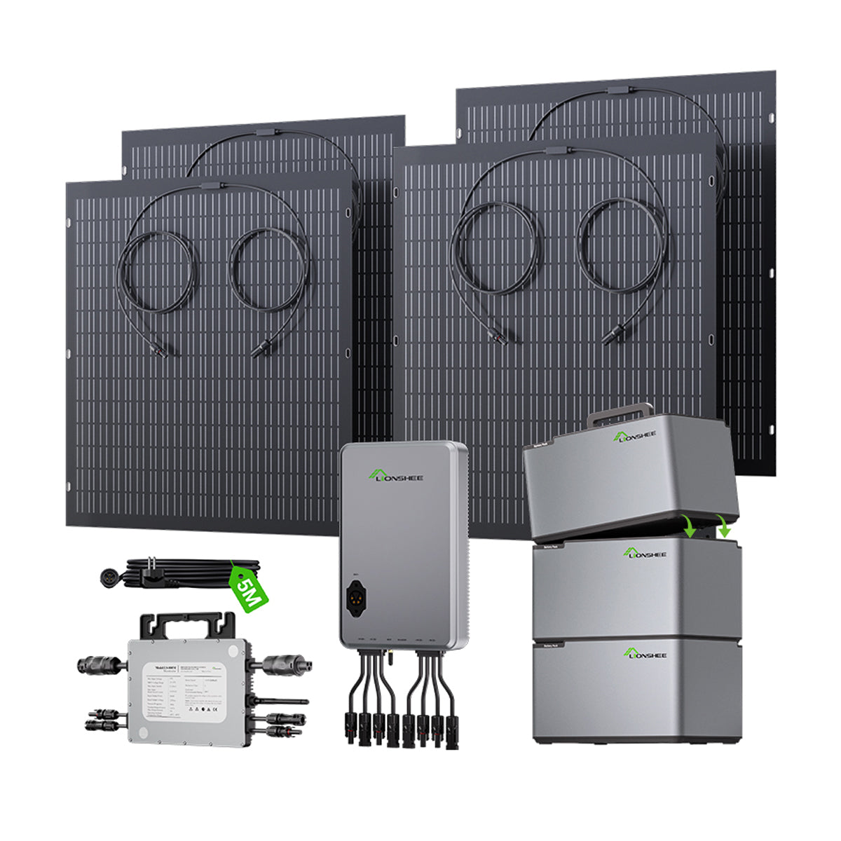 Balcony Power Station 800W Flexible Solar Kit With 4 x 200 W Solar Panel & Inverter 800W,Smart Hub &3 X 1024WH Power Box