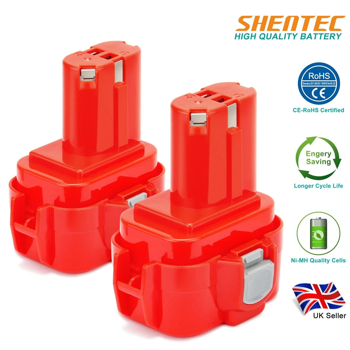 SHENTEC 2x 9.6V 4.0AH Ni-MH Battery for Makita PA09 9100 9120 9122 9135 6207D 6226D