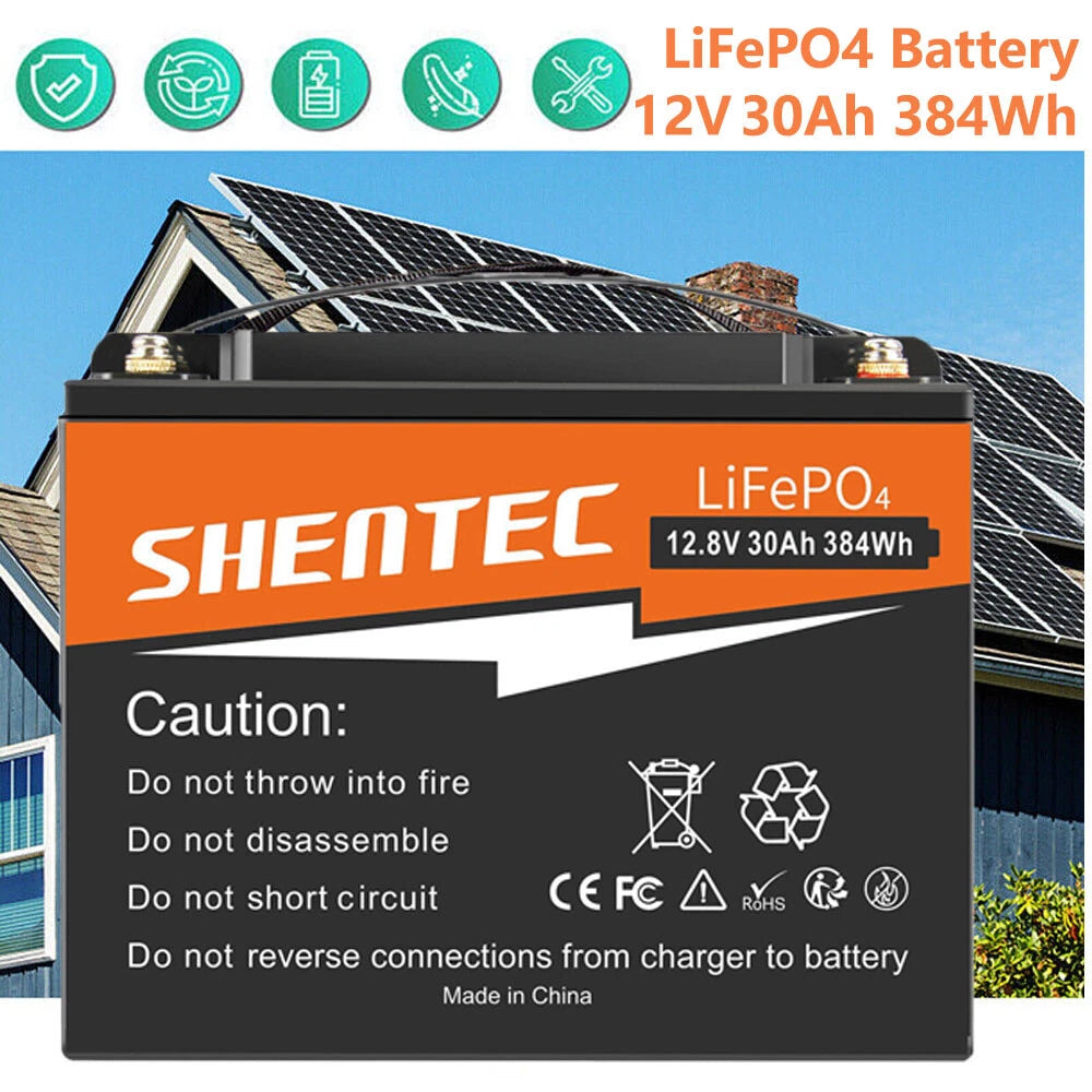 SHENTEC 12.8V 30AH Lithium LiFePO4 Battery  for Home RV Boat Emergency Power