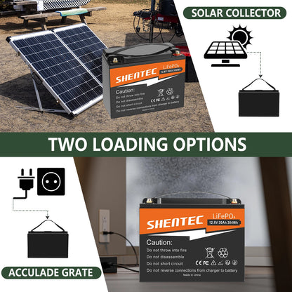SHENTEC 12.8V 30AH Lithium LiFePO4 Battery  for Home RV Boat Emergency Power
