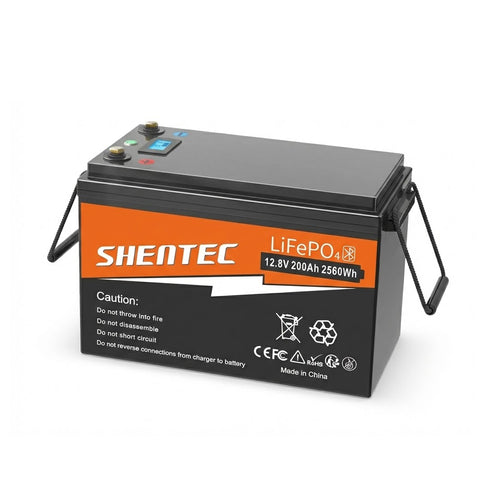 SHENTEC 12V 200Ah Lithium LiFePO4 Battery for Boat Camper 6000+Cycle