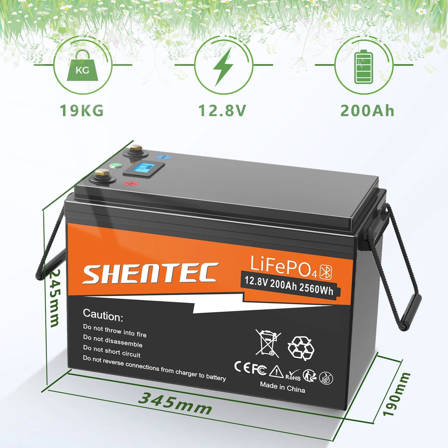 SHENTEC 12V 200Ah Lithium LiFePO4 Battery for Boat Camper 6000+Cycle