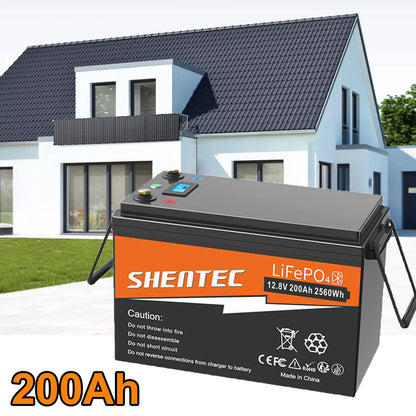 SHENTEC 12V 200Ah Lithium LiFePO4 Battery for Boat Camper 6000+Cycle