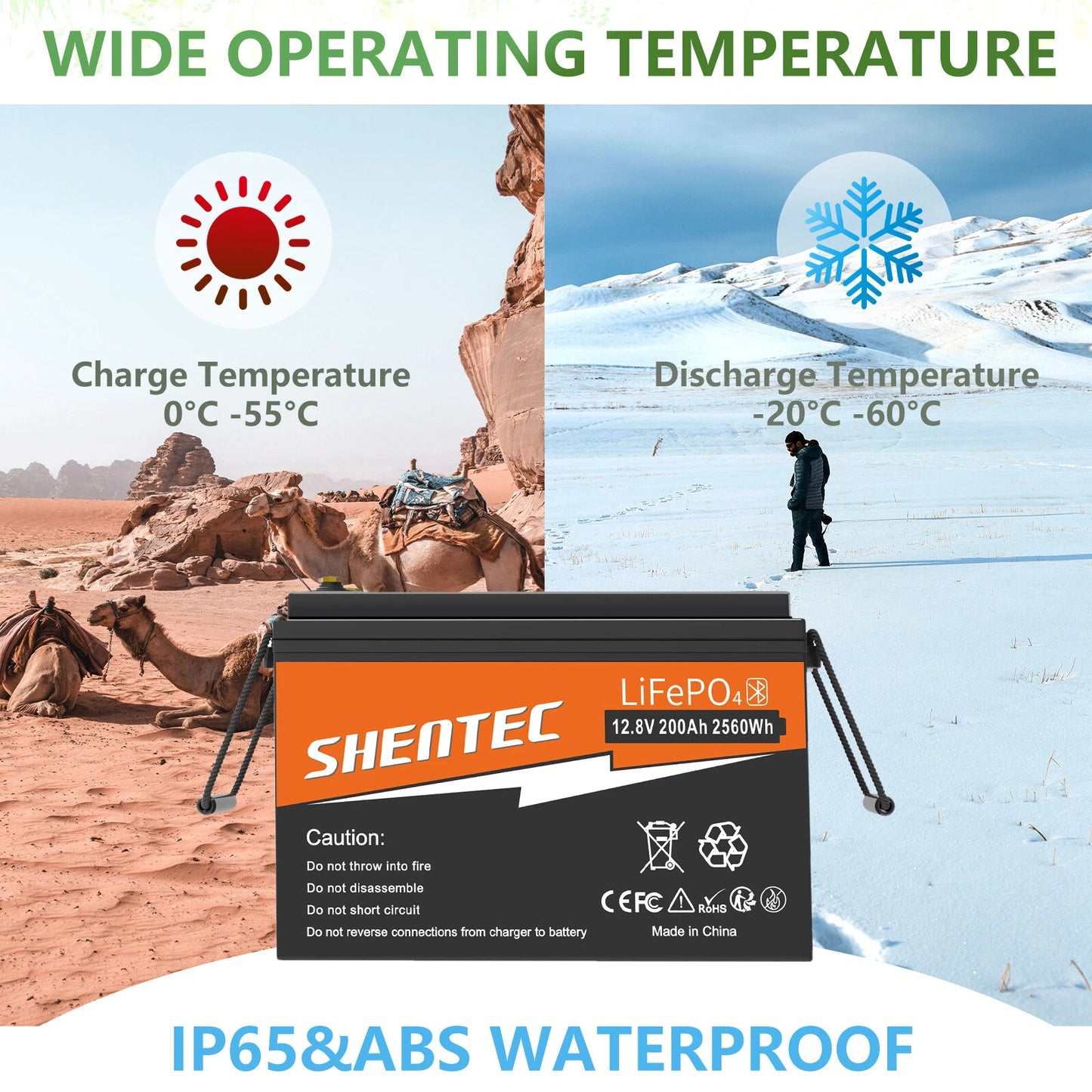 SHENTEC 12V 200Ah Lithium LiFePO4 Battery for Boat Camper 6000+Cycle