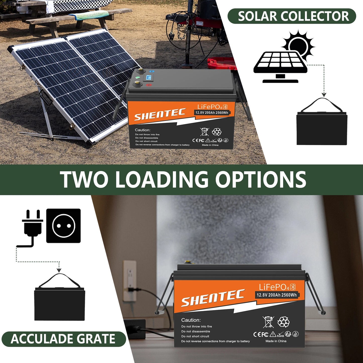 SHENTEC 12V 200Ah Lithium LiFePO4 Battery for Boat Camper 6000+Cycle