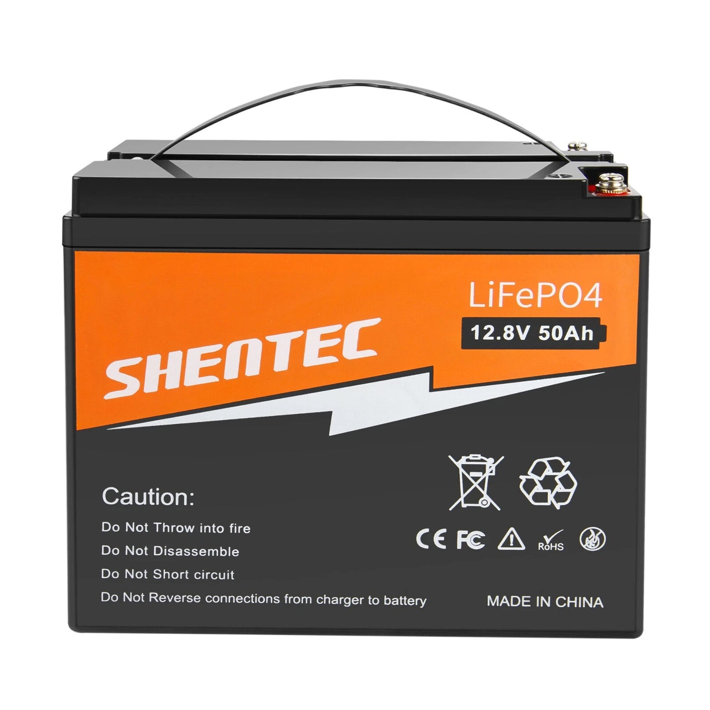 SHENTEC 12.8V 50Ah Lithium LiFePO4 Battery for Solar RV Boat Caravan Camping