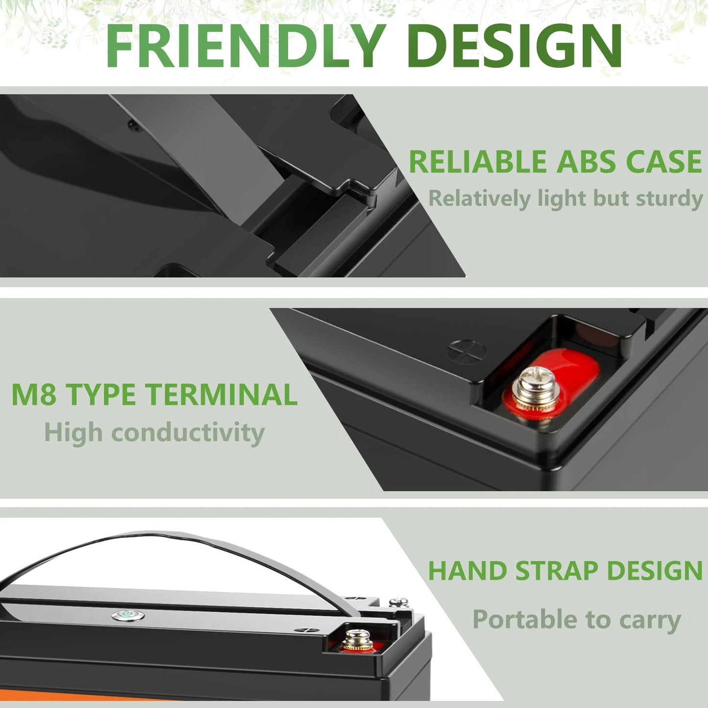 SHENTEC 12.8V 50Ah Lithium LiFePO4 Battery for Solar RV Boat Caravan Camping