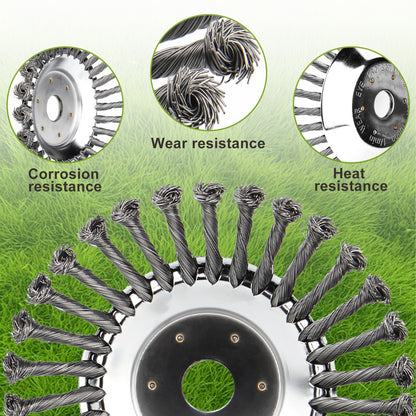 6" 8" 10" Steel Wire Weeding Grass Trimmer Head Weed Rotating Wheel Brush With Adapter Kit