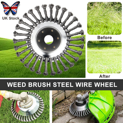 6" 8" 10" Steel Wire Weeding Grass Trimmer Head Weed Rotating Wheel Brush With Adapter Kit