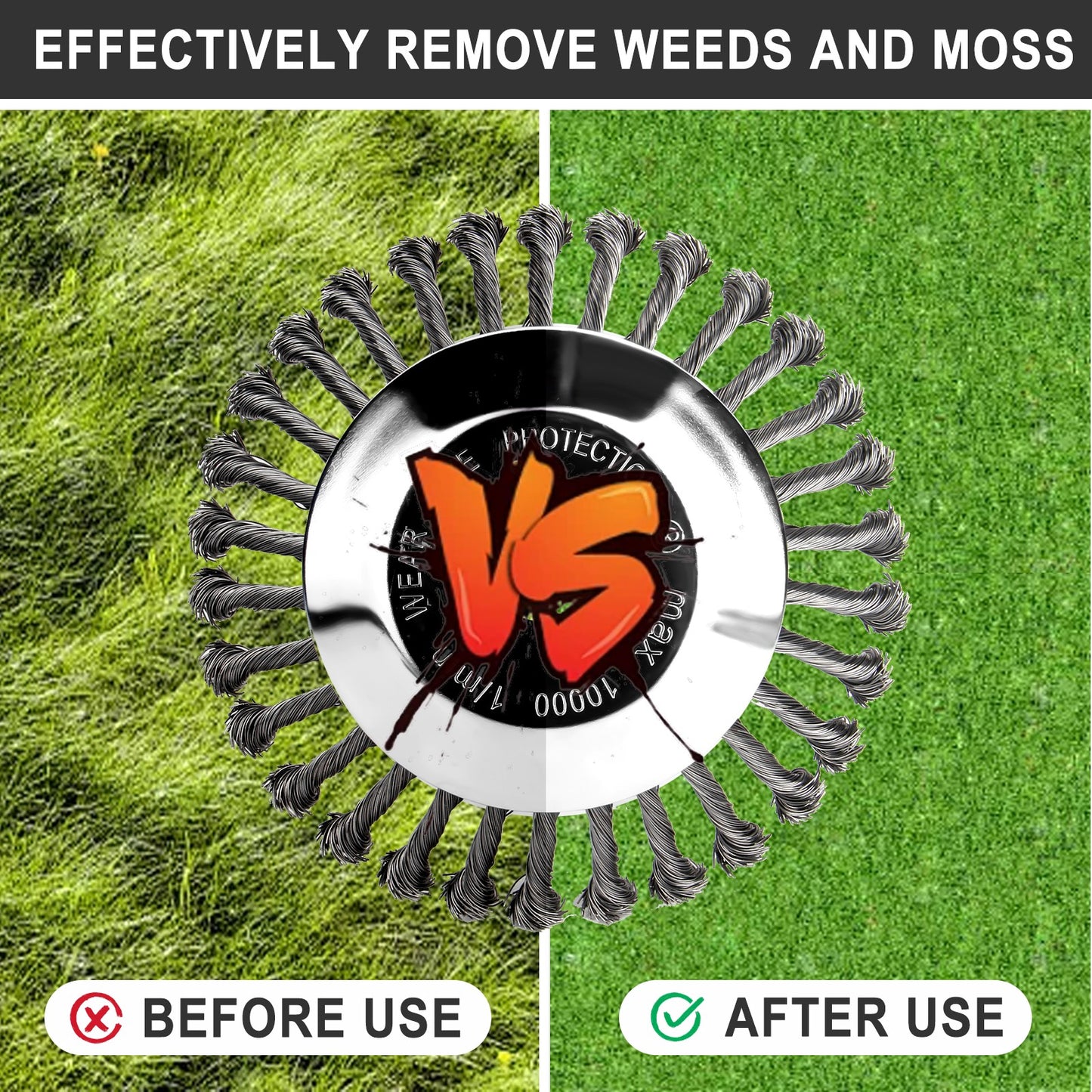 6" 8" 10" Steel Wire Weeding Grass Trimmer Head Weed Rotating Wheel Brush With Adapter Kit