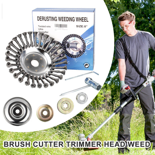 6" 8" 10" Steel Wire Weeding Grass Trimmer Head Weed Rotating Wheel Brush With Adapter Kit
