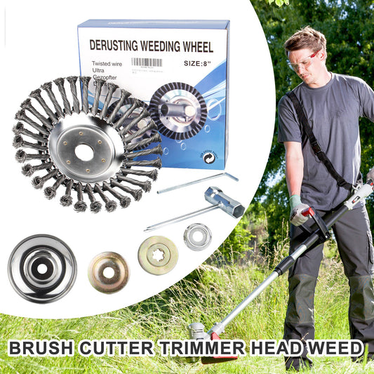 6" 8" 10" Steel Wire Weeding Grass Trimmer Head Weed Rotating Wheel Brush With Adapter Kit