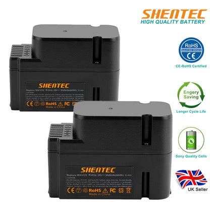 SHENTEC  PLG 2 Pack 3.0AH 28V Li-ion Battery For Worx WG790E WG754E WG794E WG755E WA3225 WA3565