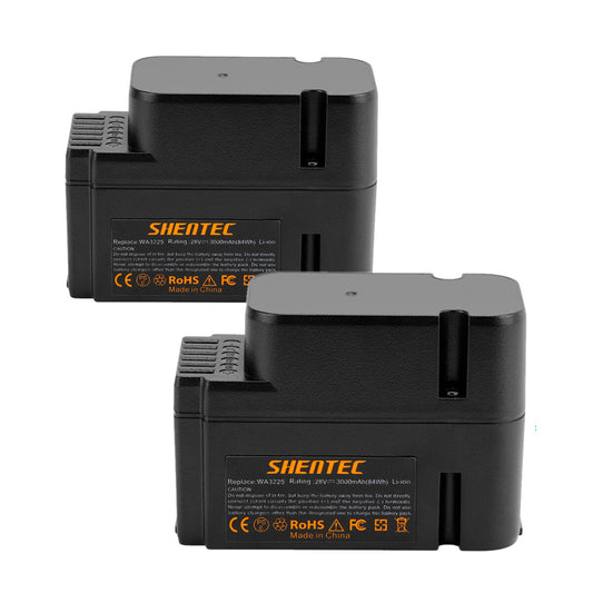 SHENTEC  PLG 2 Pack 3.0AH 28V Li-ion Battery For Worx WG790E WG754E WG794E WG755E WA3225 WA3565