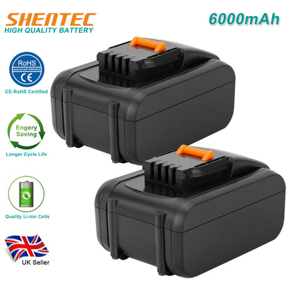 SHENTEC 2 Pack 20V 6Ah Li-ion Battery for Worx WA3551.1 WA3553 WA3516 WA3572 WG259E.9 WG169E